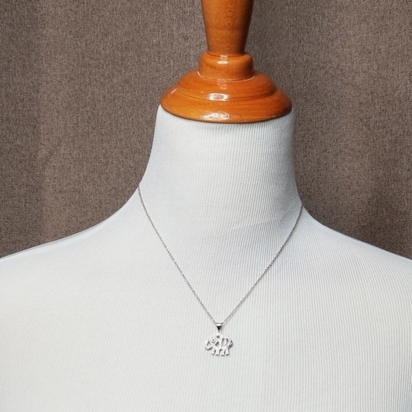 Elephant Zirconia Ruby Fine Silver Necklace - Picture 3 of 9